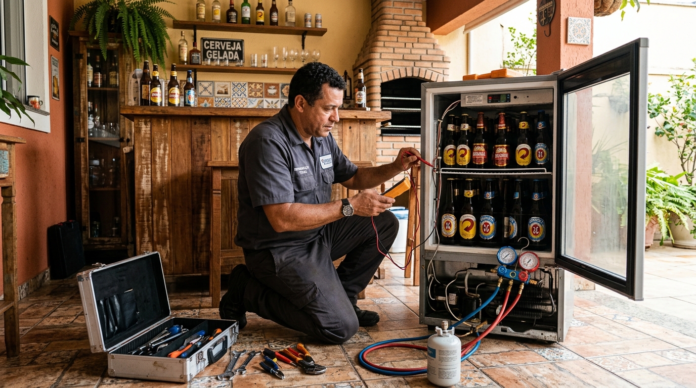 Recarga de gás no circuito de refrigeração de uma cervejeira em Joinville‑SC